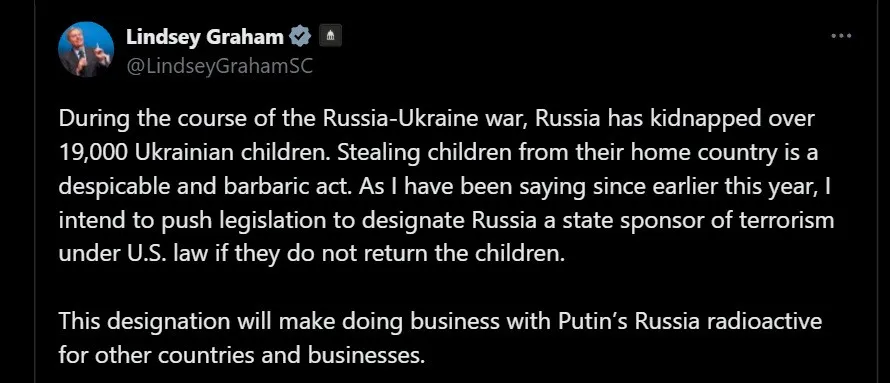 Варварский поступок: сенатор США пригрозил добиться признания РФ спонсором терроризма  - today.ua