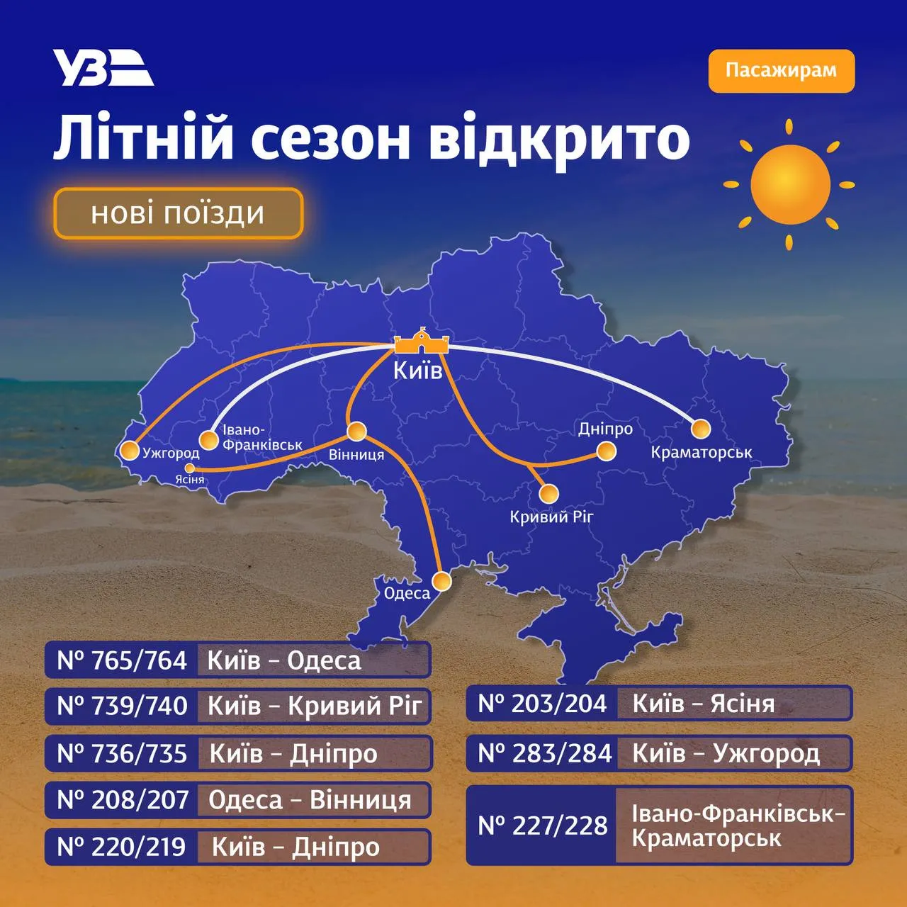 Укрзализныця назначила почти 20 новых поездов на летний период - today.ua