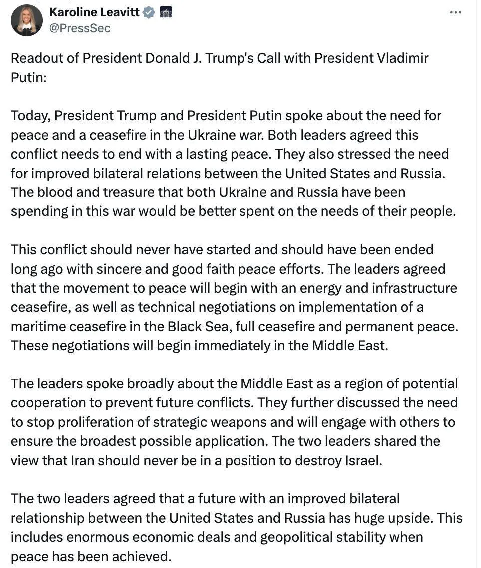 Стали известны первые итоги телефонного разговора между Трампом и Путиным: отказ от ударов по энергетике и обмен пленными - today.ua