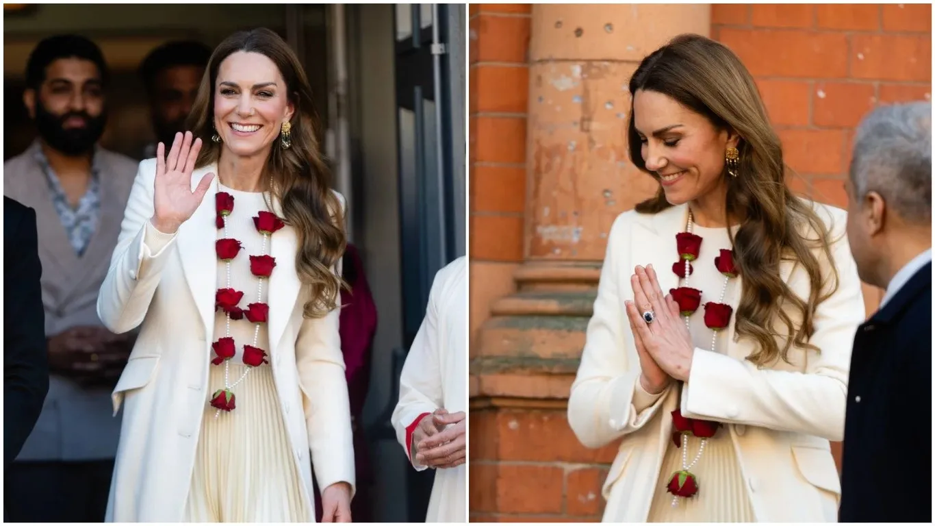 Кремовый костюм и ожерелье из жемчуга и роз: Кейт Миддлтон очаровала фанатов новым выходом в свет - today.ua