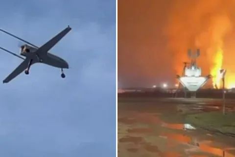 Дроны поразили важный объект нефтяной логистики в РФ: вспыхнул масштабный пожар (видео)