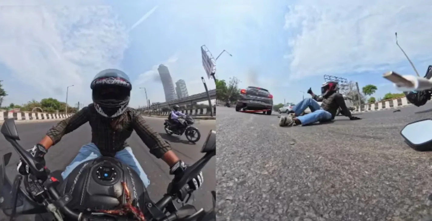 Байкер попал в ДТП и показал водителю лайк: видео стало вирусным - today.ua