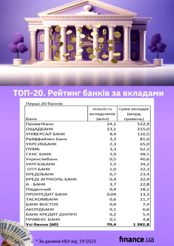 Украинцы увеличили валютные депозиты: НБУ обнародовал рейтинг банков Украинцы увеличили валютные депозиты: НБУ обнародовал рейтинг банков - today.ua