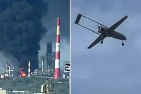 Черный дым видно за километры: дроны ударили по НПЗ в Сызрани Самарской области (фото, видео)