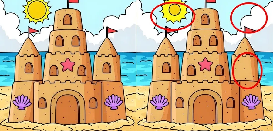 Тест на внимательность: найди 3 отличия на изображениях песчаных замков за 17 секунд Тест на внимательность: найди 3 отличия на изображениях песчаных замков за 17 секунд - today.ua
