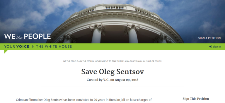 Белый дом опубликовал петицию за освобождение Сенцова - today.ua