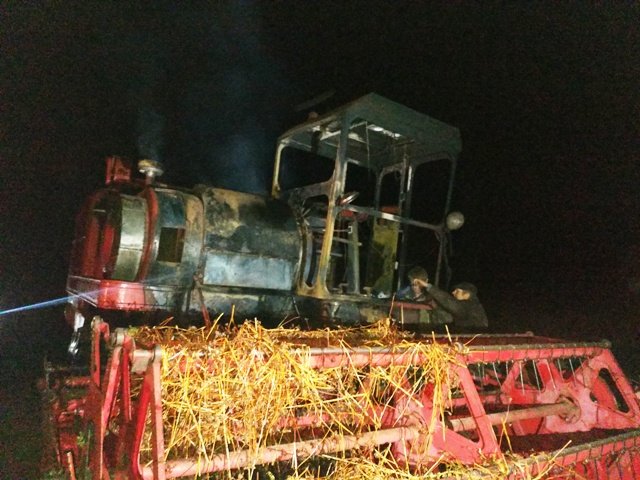 В поле во время уборки урожая згорел комбайн (фото) - today.ua