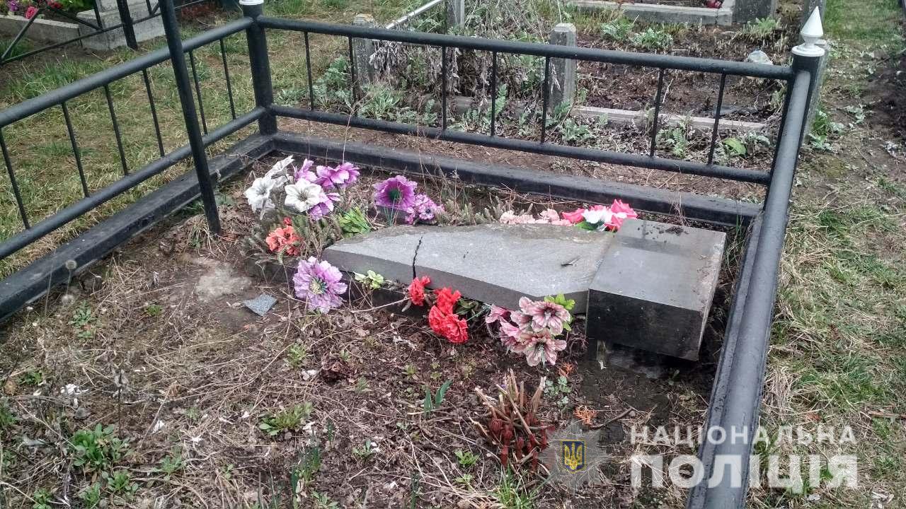 На Киевщине четверо пьяных детей разгромили кладбище: фото