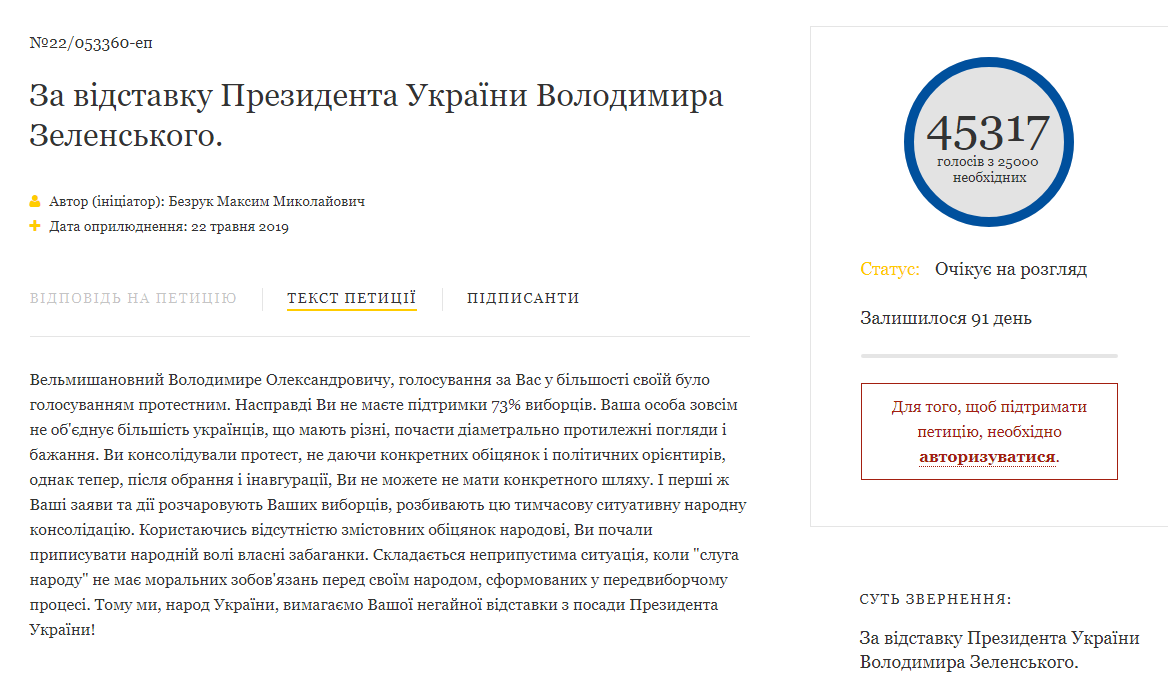 У Зеленського прокоментували петицію про його відставку 