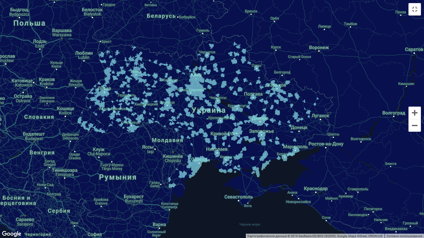 Карта покрытия киевстар