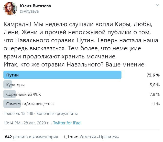 Отравление  Навального: народ высказал правду в комментариях, в Кремле - паника