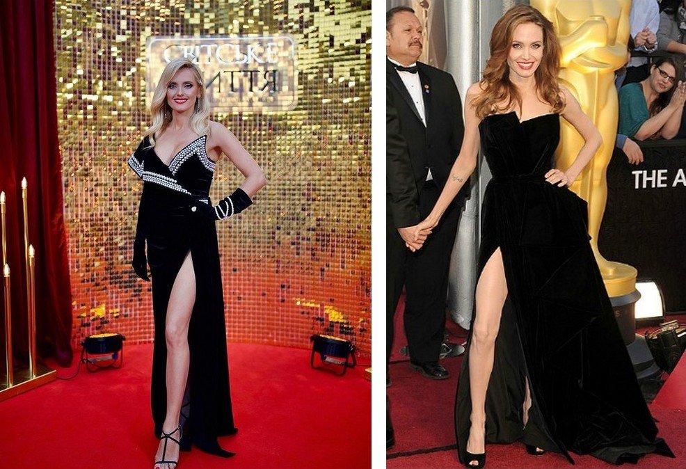 Ирина Федишин в роскошном черном платье повторила образ Анджелины Джоли с “Оскара“