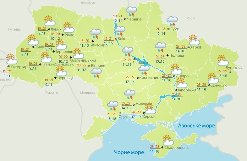В Україні різко похолоднішає, а потім знову повернеться спека: прогноз погоди до кінця тижня від Гідрометцентру