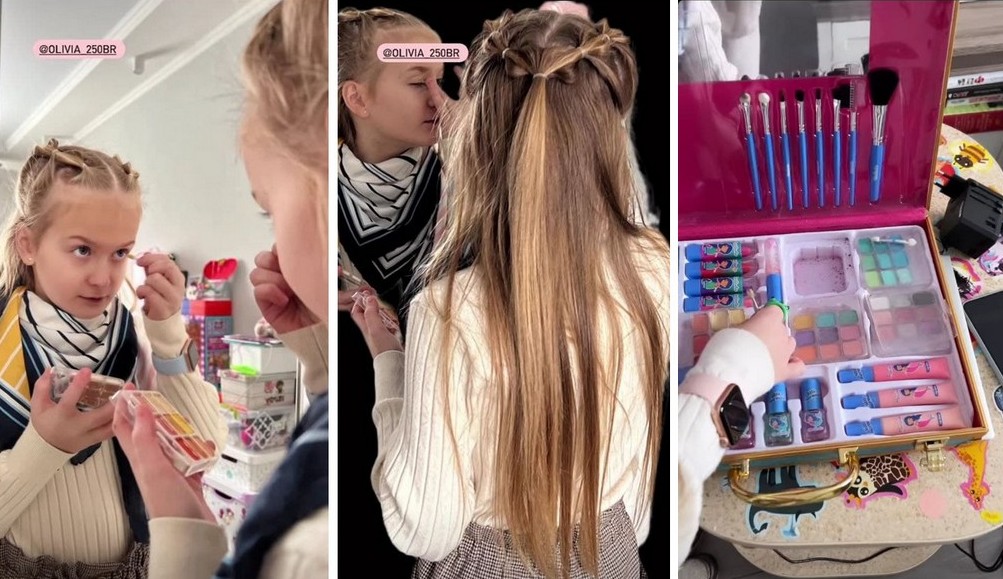 Бывшая жена Узелкова показала, как красится ее 9-летняя дочь в школу