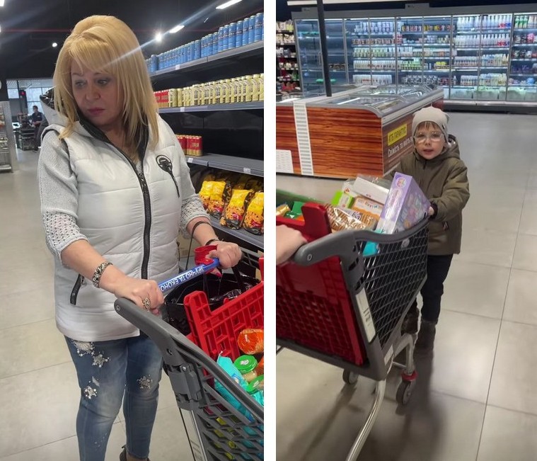 Мамина копія: Аліна Гросу показала, як із молодшим братом закуповує продукти для біженців