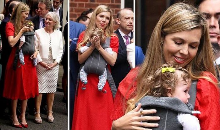 Дружина Бориса Джонсона у червоній сукні зачарувала зовнішнім виглядом на прощальній промові британського прем'єра