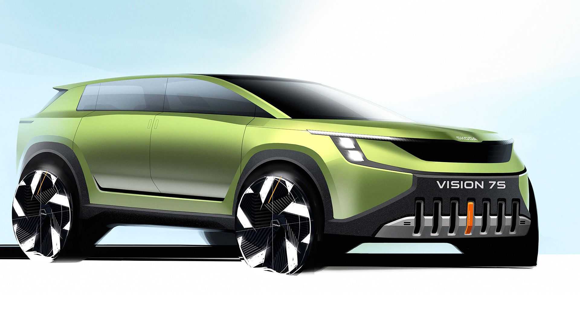 В Сети впервые показали эскизы кроссовера Skoda Vision 7S
