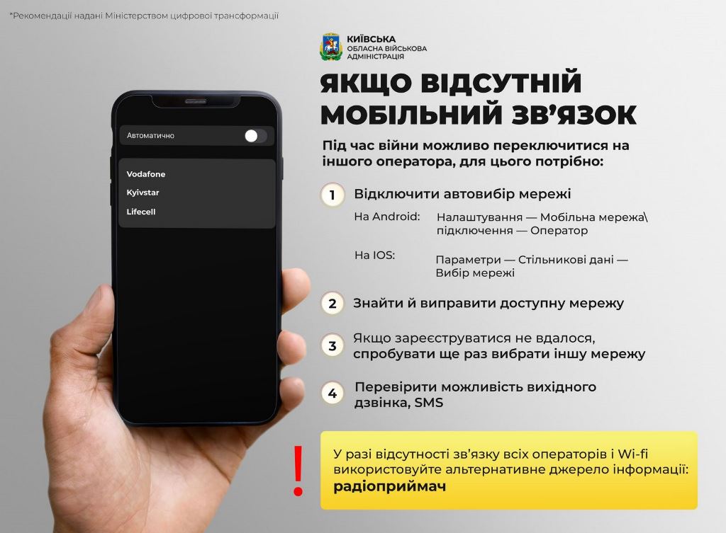 Украинцам рассказали, как звонить и отправлять сообщения при отсутствии мобильной связи и интернета
