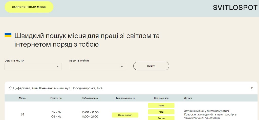 Со светом и Интернетом: в Украине запустили сайт, на котором можно найти место для работы возле дома