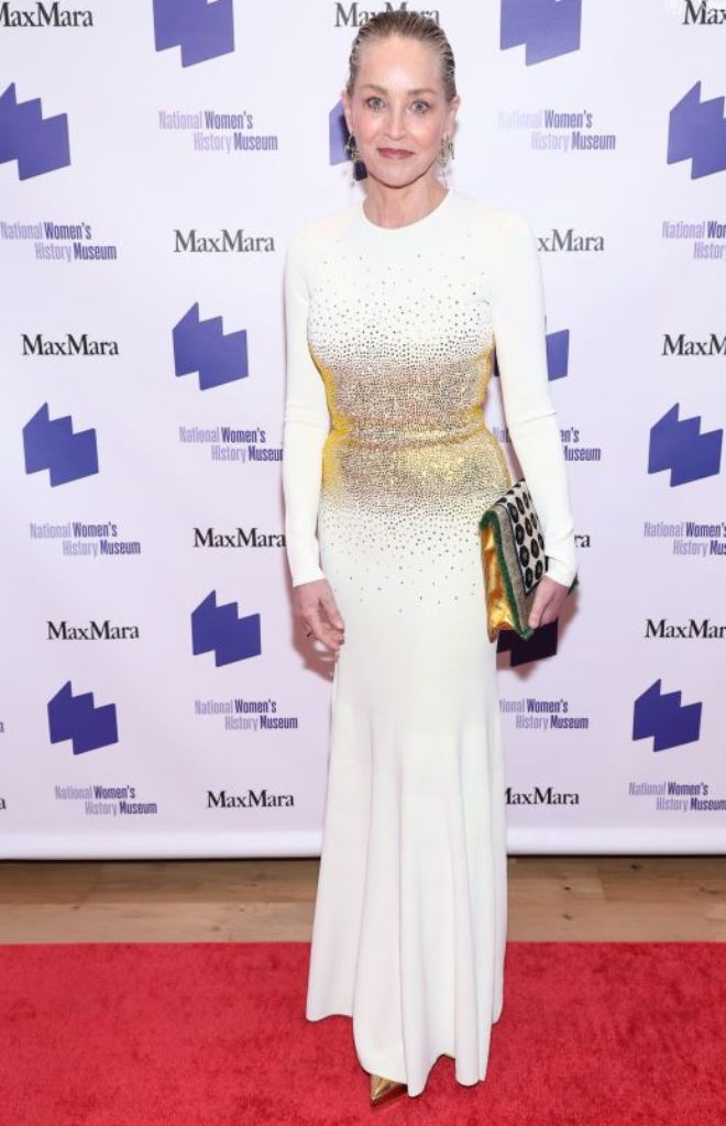 У біло-золотій сукні: 65-річна Шерон Стоун прикрасила червону доріжку у Вашингтоні