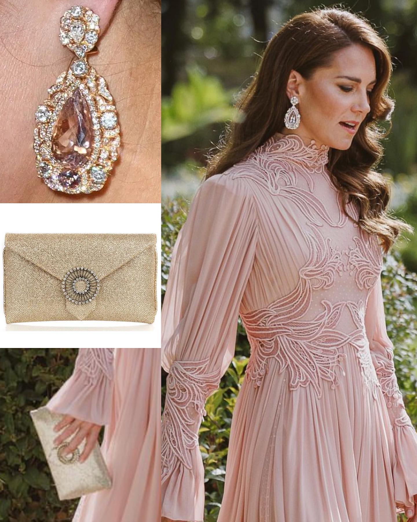 Кейт Миддлтон в розовом платье с цветочной аппликацией посетила свадьбу иорданского принца