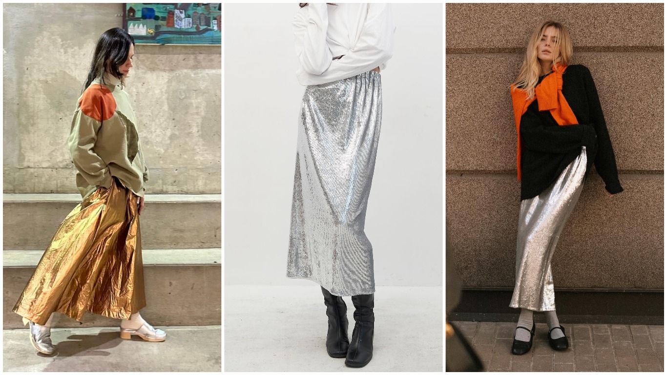 Как носить блестящие юбки зимой 2024 года: стильные сочетания на любой случай