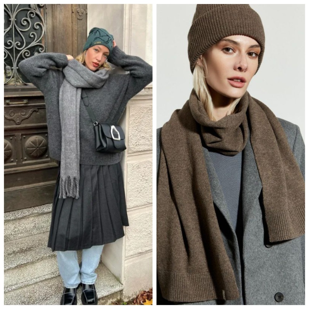 Как стильно сочетать шапку и шарф зимой 2023-2024: фото беспроигрышных образов