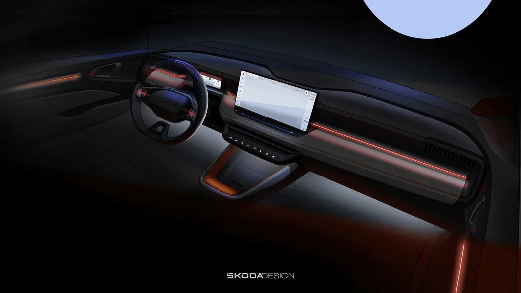 Skoda впервые показала салон нового электрического кроссовера Elroq