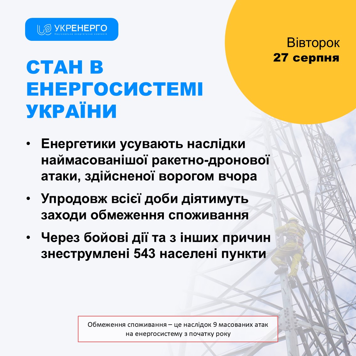 В четырех областях Украины ввели экстренные отключения света